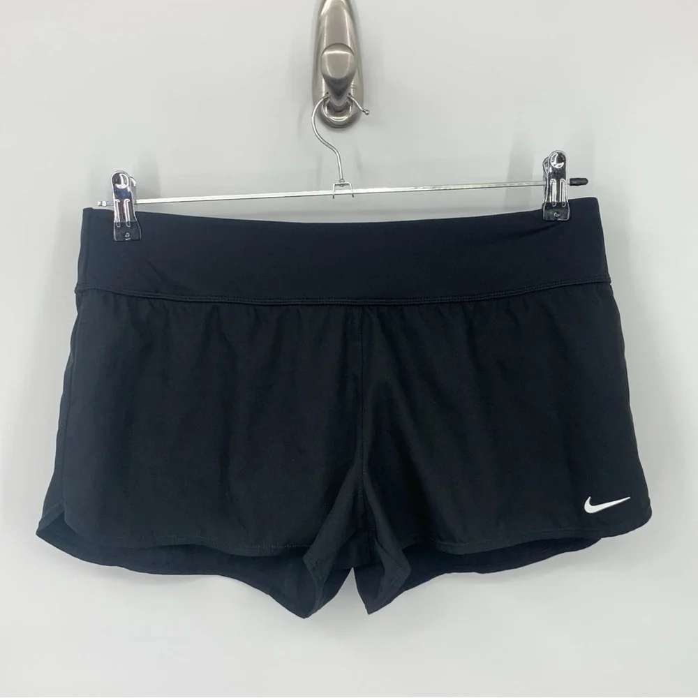 Nike Women Size Large Shorts‎ Black Athletic Running Swim Bottoms Board Liner